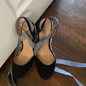 Wedge heels with wrap around ankle